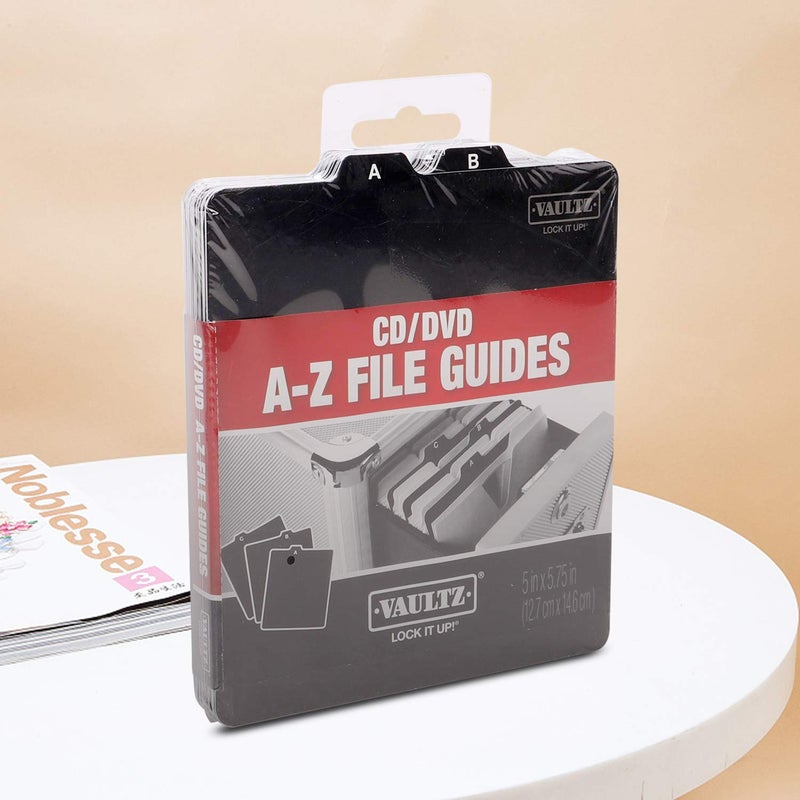 Vaultz A to Z CD and DVD Storage File Guides, 26 Guides per Box, Black (VZ01176) - Image 5